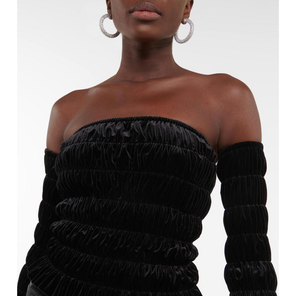 Norma Kamali Black Velvet Tube Top w/ Detached Sleeves, NWT, Size S, Retail $145